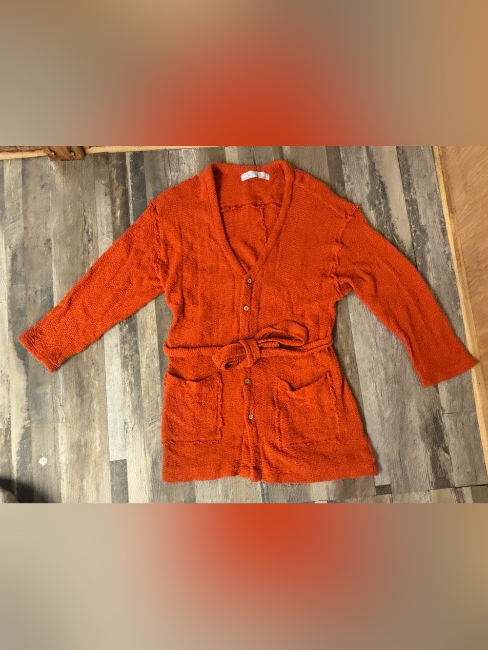 Free People/FP Beach Orange Belted Women's Sweater Cardigan